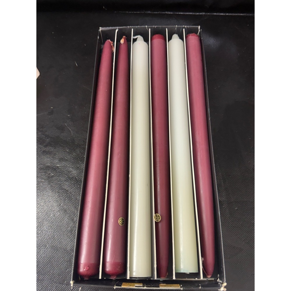 Root Aristas Taper Candles Burgundy Ivory Mixed Set Unscented Wax 12 Count